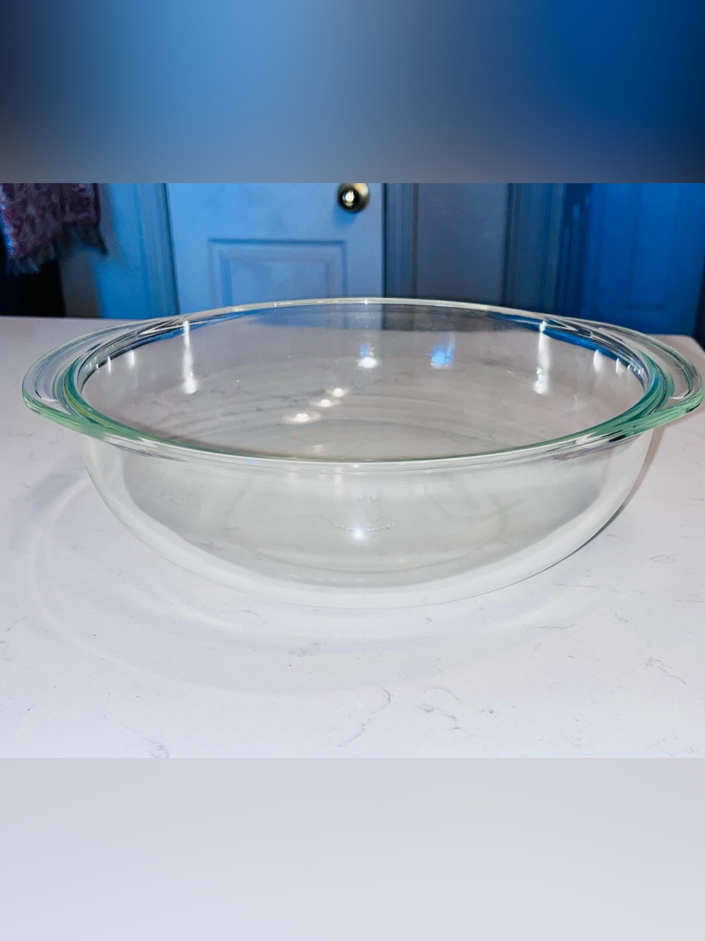 Vintage Pyrex #026 3qt clear casserole bowl with handles no lid 10”